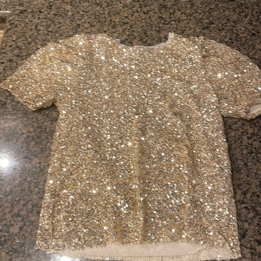 Zara girls gold sequin blouse